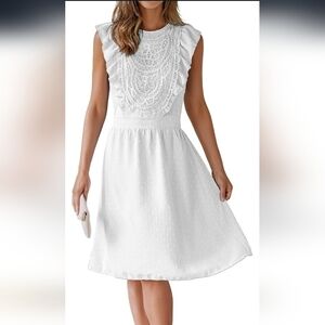 Women's New With Tags Ecowish Crochet Top Flutter Sleeve Midi Dress, Medium